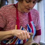 Julie Ayton working in her studio 2017